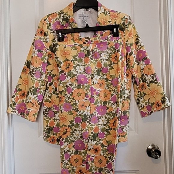 JACKLYN SMITH Floral Jacket/ Pants Set - Picture 1 of 16